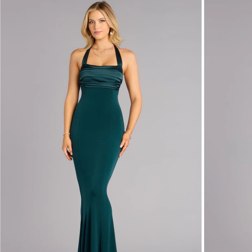 Windsor Deep Green Halter Maxi Dress